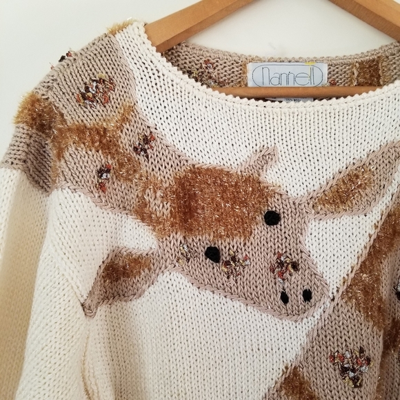 Vintage Cream and Brown Giraffe Sweater - Picture 5 of 7